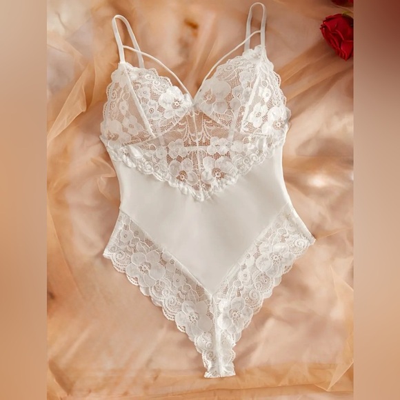 New Fashion Other - White Lace Bodysuit Lingerie for Women, Thin Straps, Size S, Sexy Intimates